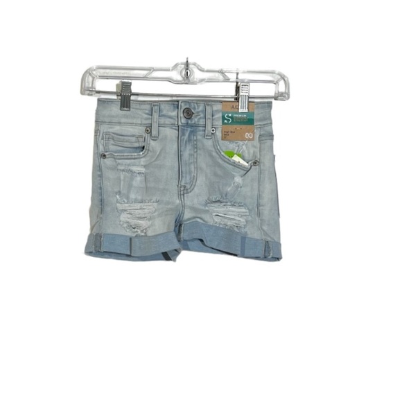 NWT Aeropostale Jorts High Rise Midi Size 00 Lighter Wash - Picture 1 of 9